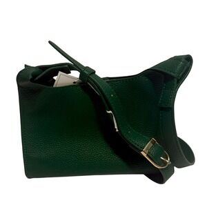 Vegan Leather Crossbody Purse Jewel Tone Green Pebbled Adjustable Strap